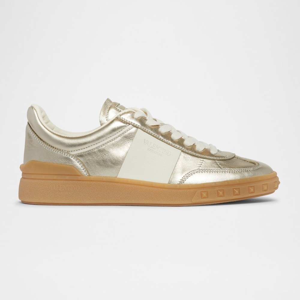 Valentino Gold and White Sneakers with Metallic Finish